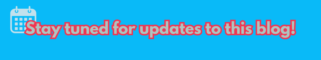 Stay tuned for updates to this blog!