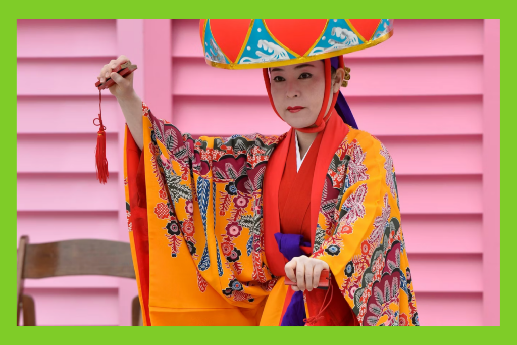 woman in traditional Japanese garb at Sakura Sunday