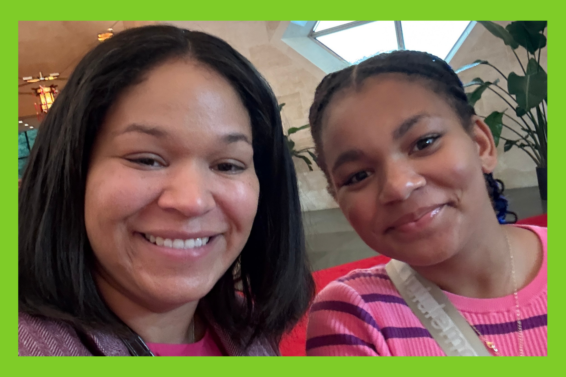 Sarah and Liv smile at the Chinese Embassy