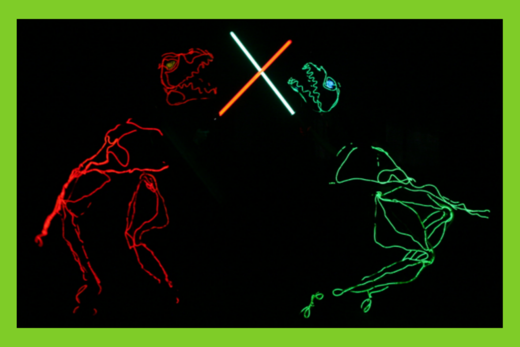 dinosaurs with lightsabers