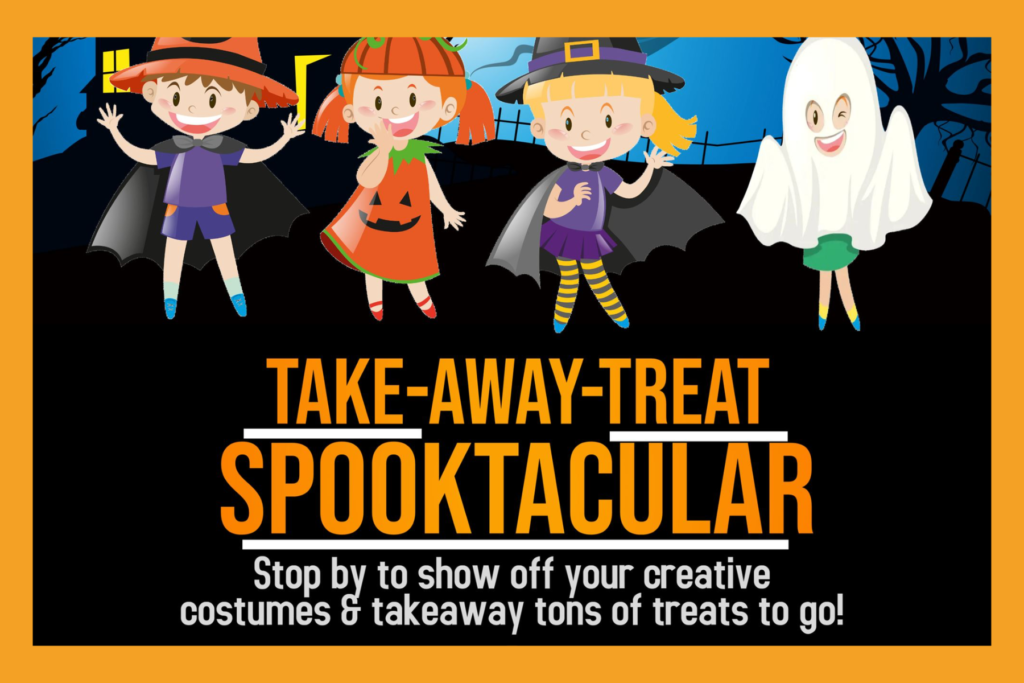 Take-away-treat Spooktacular in Laurel, MD flyer.